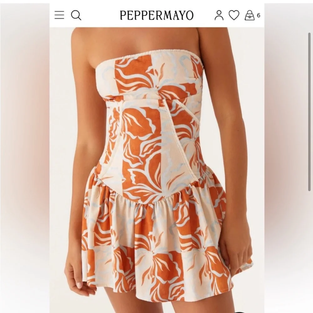 Peppermayo Orange and White Mini Dress - Picture 6 of 9